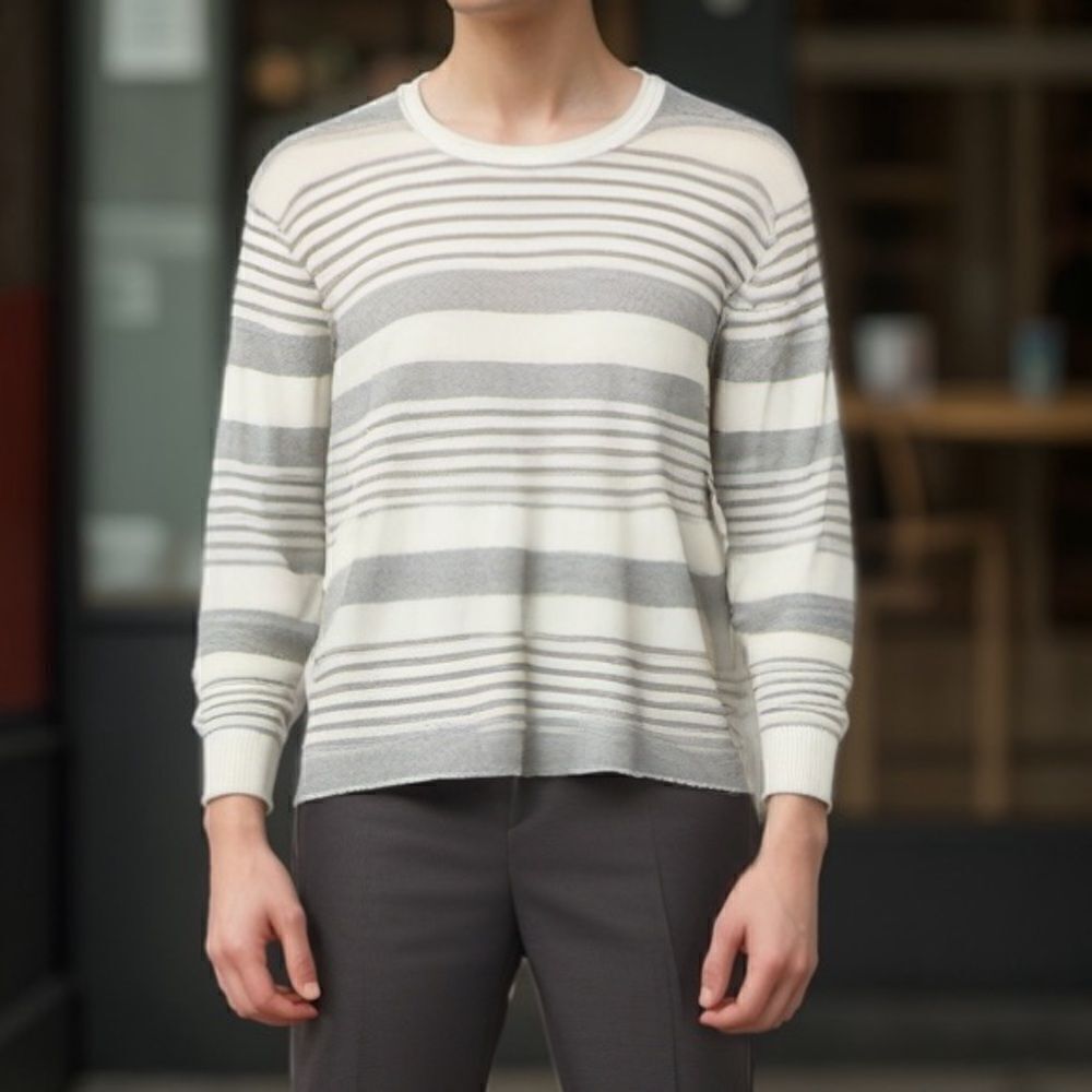 Malo Crew Neck Striped Sweater Men's Italy Sz. 50 (US M)